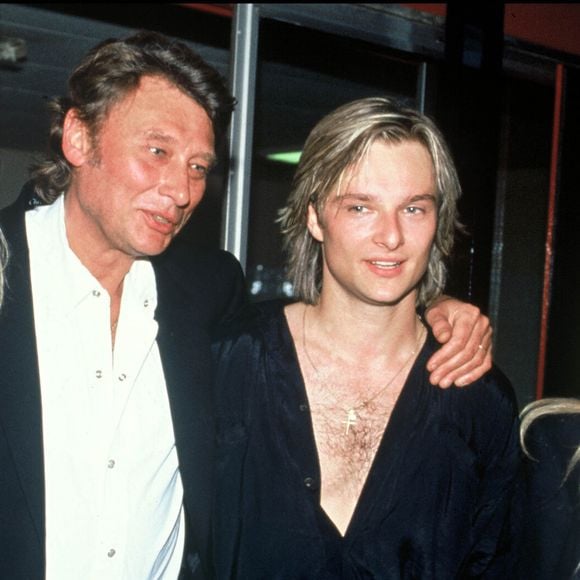 Archives - Estelle Lefébure - Johnny Hallyday - David Hallyday Sylvie Vartan le soirs de la première de la tournée de David en 1991.