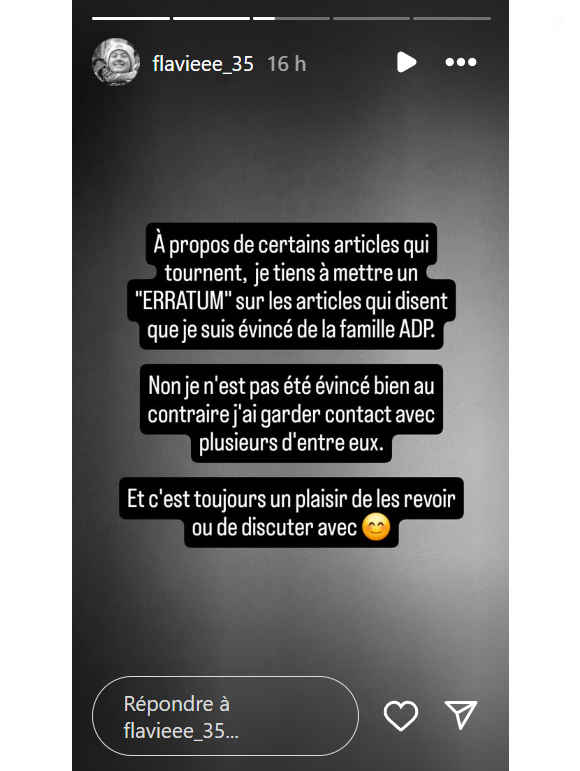 "Je n'ai pas été évincée bien au contraire" 
Flavie de L'amour est dans le pré a tenu à rectifier un détail sur ses relations avec le reste de la famille de l'émission