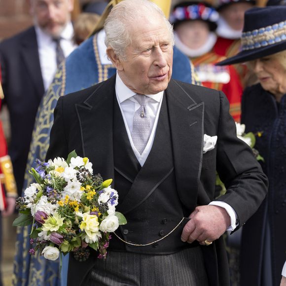 Le roi Charles III d'Angleterre et la reine Camilla (Camilla Parker Bowles, reine consort d'Angleterre) quittent le Royal Maundy Service à la cathédrale de St Asaph, dans le nord du Pays de Galles. C'est la première fois que l'événement a lieu au Pays de Galles depuis 1982 et seulement la deuxième fois dans son histoire.
GOFF  / BESTIMAGE