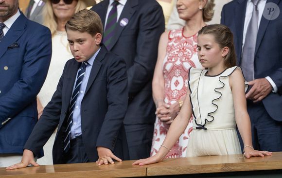 Le Prince George et la Princesse Charlotte , Finale masculine du tournoi de Wimbledon, Jour 14 à Wimbledon, Grande-Bretagne, 13 juillet 2025. ©  Dana Press / Bestimage