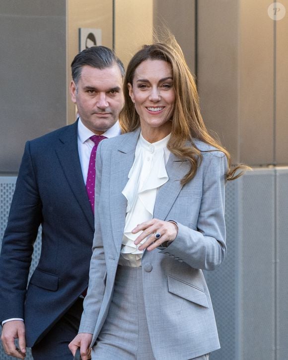Catherine (Kate) Middleton, princesse de Galles, arrive à la Salesforce Tower pour assister au sommet Future Workforce à Londres. © Zuma Press / Bestimage