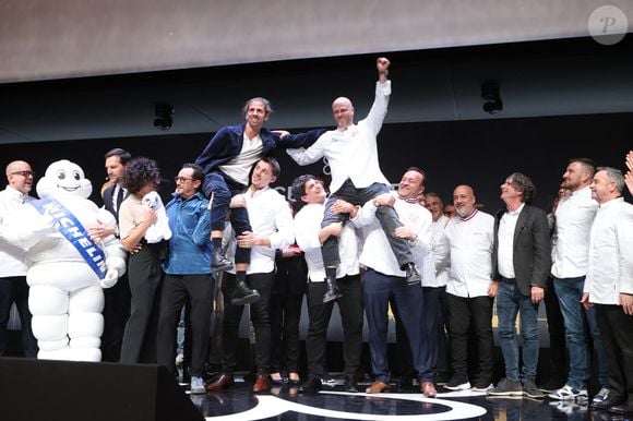 Remise des prix - 3 Etoiles - Christopher Coutanceau - La Rochelle ; Le Coquillage - Hugo Roellinger - Saint-Méloir-des-Ondes - Cérémonie du Guide Michelin France 2025 au Centre des Congrès Robert Shuman à Metz le 31 mars 2025. © Jean-Marc Lhomer/Bestimage