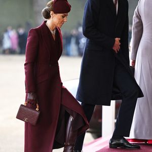 Le prince William, prince de Galles, et Catherine (Kate) Middleton, princesse de Galles - Cérémonie de bienvenue pour la visite d'État de l'émir du Qatar Tamim ben Hamad Al-Thani à Londres, le 3 décembre 2024.