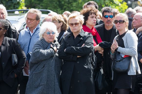 Catherine Lara, Muriel Robin - Obsèques de Maurane en l'église Notre-Dame des Grâces à Woluwe-Saint-Pierre en Belgique le 17 mai 2018. ALAIN ROLLAND/ IMAGEBUZZ/ BESTIMAGE