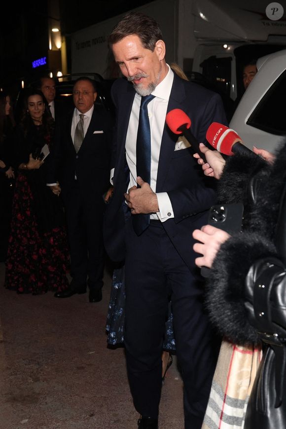 Pavlos, prince héritier de Grèce à la sortie du mariage grecque orthodoxe du prince Nikolaos de Grèce et sa fiancée Chrysí Vardinogiánnis en la Sainte Église de Saint-Nicolas Ragavas à Athènes le 7 février 2025. Backgrid UK/ Bestimage