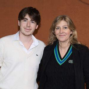 Amanda Sthers et son fils Oscar Bruel au village (night session) lors des Internationaux de France de tennis de Roland Garros 2024, à Paris. © Jacovides-Moreau/Bestimage