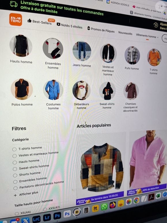 Illustration de la Fast fashion, cette mode éphémère dont les asiatiques Shein ou Temu sont devenus les symboles. Les parlementaires français examinent une proposition de loi visant à réguler le secteur de la mode et à endiguer la fast fashion, symbole de surconsommation, de désastre écologique et d'écrasement des prix de l'habillement.le 15 mars 2024 à Paris, France. Photo by Marie Hubert Psaila/ABACAPRESS.COM