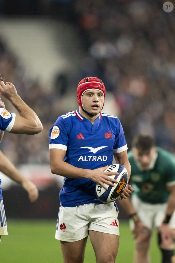 Louis Bielle-Biarrey lors du match international de rugby des Six Nations entre la France et l'Irlande au Stade de France à Saint-Denis, en banlieue parisienne, le 5 février 2026. Photo par Eliot Blondet/ABACAPRESS.COM