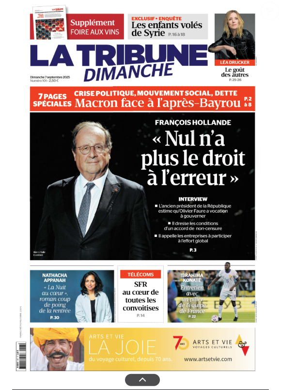 Des confidences à retrouver dans La Tribune Dimanche

La Tribune Dimanche, 7 septembre 2025