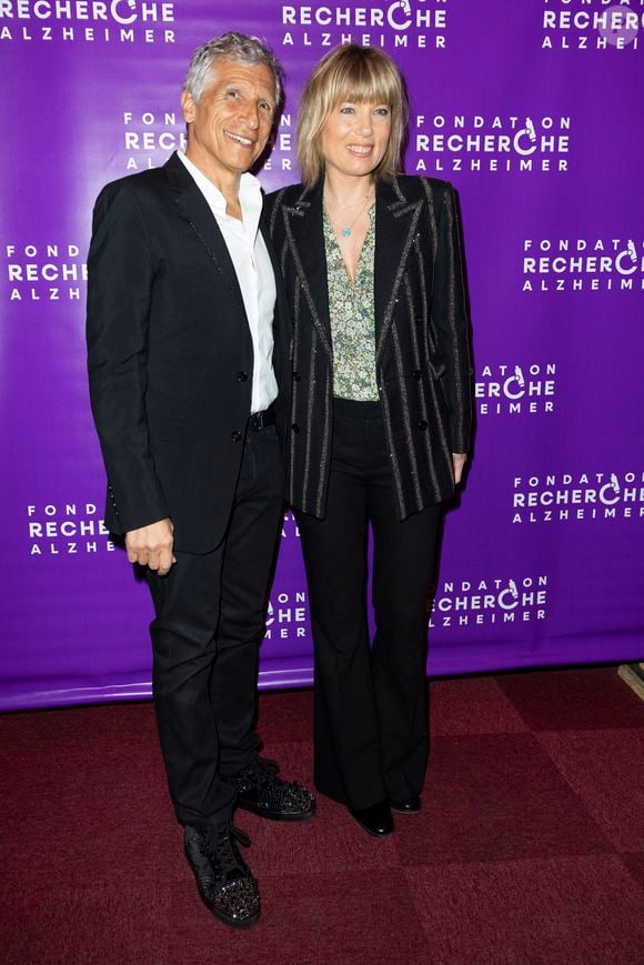 Nagui et sa femme Mélanie Page, Photocall du Gala de la Fondation Recherche Alzheimer placée sous le signe de l’émotion et du partage avec un concert unique sur le thème "2 générations chantent pour la 3ème" à l’Olympia à Paris le 17 mars 2025. © Olivier Borde - Bertrand Rindoff/Bestimage