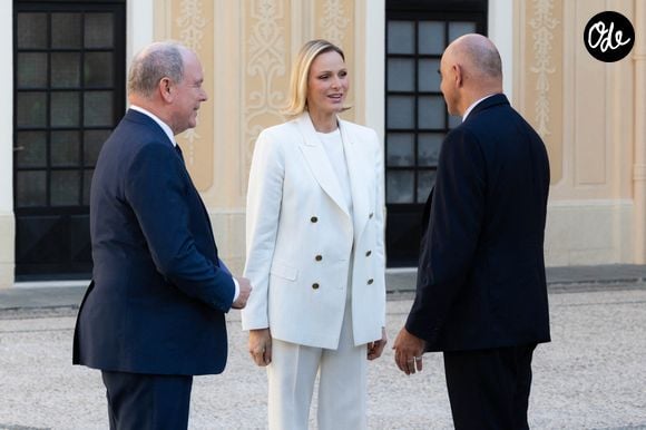 Le prince Albert II de Monaco et la princesse Charlène de Monaco ont accueilli au Palais princier les ambassadeurs et représentants permanents des 46 États membres de l'organisation du Conseil de l'Europe, Monaco le 2 septembre 2026. © Olivier Huitel/Pool Monaco/Bestimage