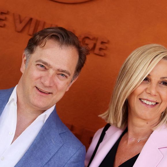 Laurence Ferrari et son mari Renaud Capuçon - Célébrités au village lors des Internationaux de France de tennis de Roland Garros 2024 à Paris le 9 juin 2024.