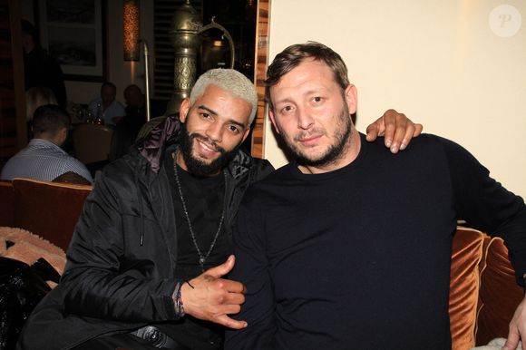 Exclusif - Brahim Zaibat, Amaury Leveaux lors du lancement du restaurant "Festif chez Noura" , gastronomie libanaise, à Paris le 3 janvier 2022. © Philippe Baldini / Bestimage