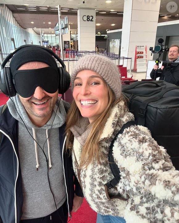 Cyril Lignac avec Laury Thilleman pour son voyage pour "Rendez-vous en terre inconnue" au Chili. Janvier 2025