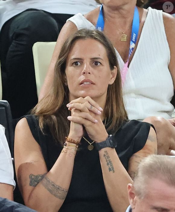 Laure Manaudou - Les célébrités en tribunes pendant l'épreuve de basketball de Demi-Finale opposant la France à l'Allemagne lors des Jeux Olympiques de Paris (JO) à l'Arena Bercy, à Paris, France. © Jacovides-Perusseau/Bestimage