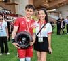 Le président des Barbagiuans s'est appuyé sur l'aide précieuse de son épouse Marie, secrétaire générale de l'équipe, pour l'organisation.

Louis et Marie Ducruet lors du match de football caritatif au stade Louis II de Monaco opposant les Barbagiuans aux pilotes de l'équipe Nazionale Piloti dans le cadre de la "Racing Stars Football Cup" le 3 juin 2026.

© Bruno Bebert / Bestimage
