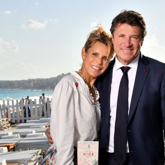 Exclusif - Laura Tenoudji Estrosi et son mari Christian Estrosi, le maire de Nice - Laura Tenoudji Estrosi a présenté son troisème guide des adresses incontournables de Nice sur la nouvelle Plage du Negresco à Nice, le 24 juin 2022.  © Bruno Bebert/Bestimage
