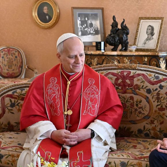 Rencontre du Pape Léon XIV avec le Prince Albert II de Monaco au Palais Princier - Visite historique du Pape Léon XIV à Monaco le 28 mars 2026. Photo by Bruno Bebert/Pool/ABACAPRESS.COM
