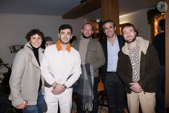 Exclusif - Valérie Boukobza, le collectif musical d'electro "Bon Entendeur", (Nicolas Boisseleau, Arnaud Bonet et Pierre Della Monica), Julien Morel (président du Casa Eminente) - Soirée cocktail au nouveau bar et restaurant éphémère "Casa Eminente" dans une maison cubaine à Paris le 29 janvier 2023. © Rachid Bellak/Bestimage