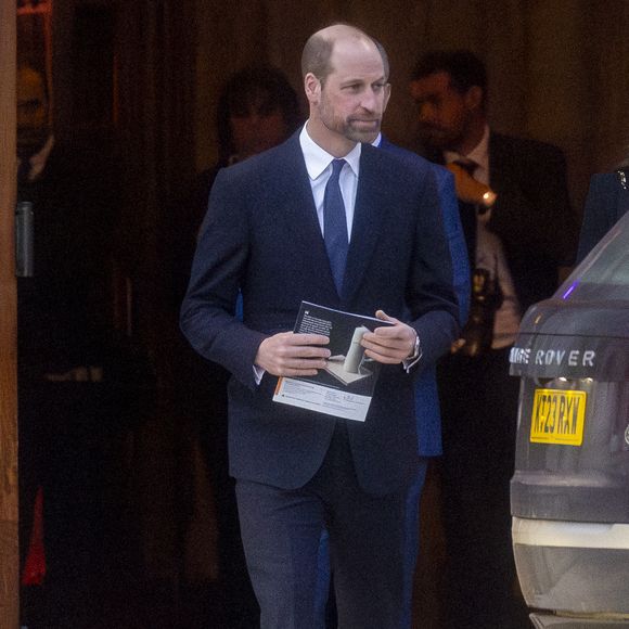 Le prince William, prince de Galles, et Catherine (Kate) Middleton, princesse de Galles, à la sortie de la cérémonie de commémoration des 80 ans de la libération du camp de concentration d'Auschwitz-Birkenau au Guildhall à Londres, le 26 janvier 2025.