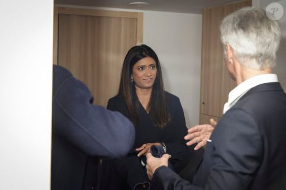 Exclusif - Cyril Viguier, Prisca Thevenot sur le plateau de l’émission « Face aux territoires » présentée pa C.Viguier dans les studios de TV5 Monde à Paris, France, le 28 mars 2024. © Jack Tribeca / Bestimage