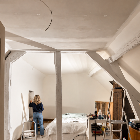 Cécile de Ménibus, en plein travail dans la réhabilitation de sa maison normande