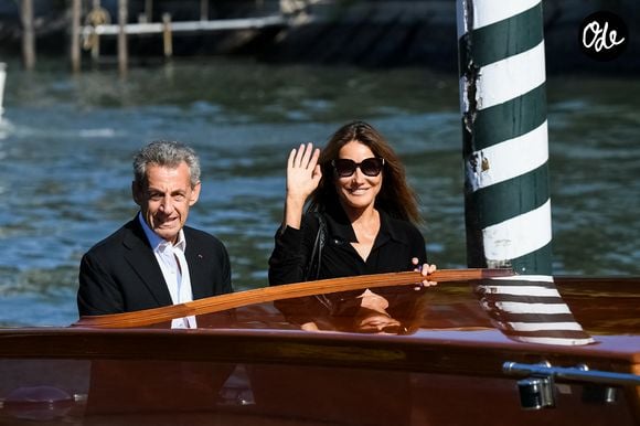 Nicolas Sarkozy et sa femme Carla Bruni arrivent au Lido lors du 80ème édition du festival international du film de Venise, la Mostra, à Venise, Italie, le 2 septembre 2023.

© SGP/Bestimage