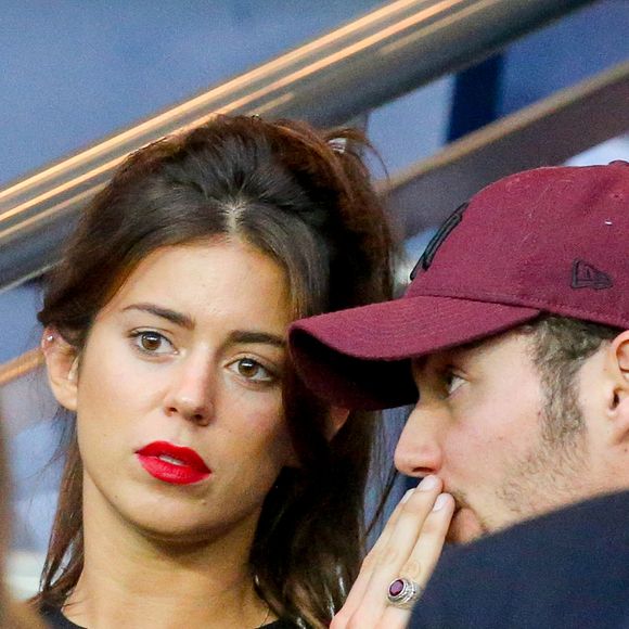 Louis Sarkozy et sa compagne Natali Husic dans les tribunes lors du match de Ligue 1, Paris Saint-Germain (PSG) vs Toulouse FC (TFC) au Parc des Princes à Paris, France, le 20 août 2017. Le PSG a gagné 6-2. © Bestimage