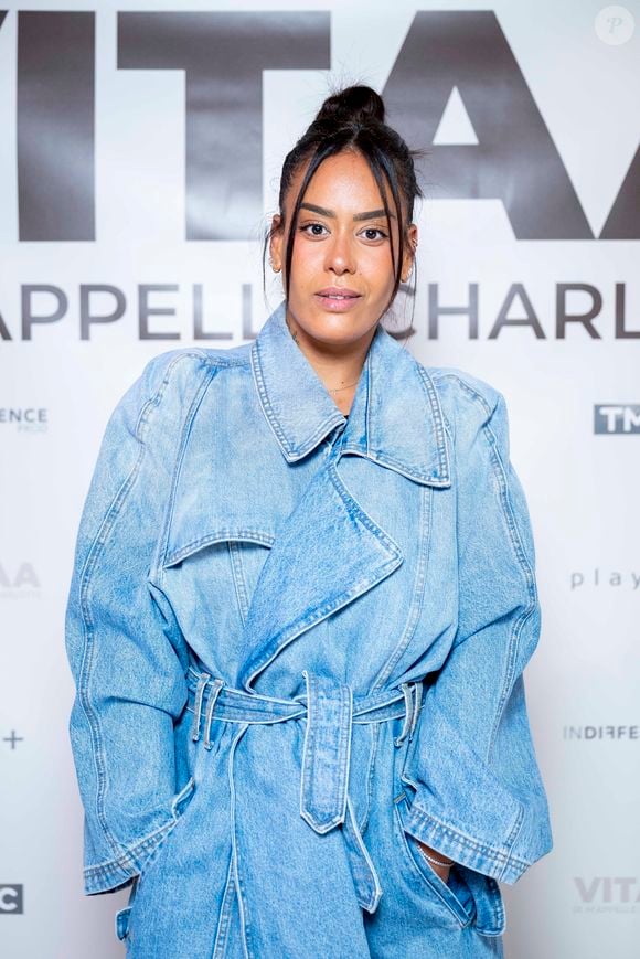Exclusif - Amel Bent à la projection privée en avant-première du documentaire sur Vitaa (Charlotte Gonin) "Je m'appelle Charlotte" dans les locaux de TF1 à Boulogne Billancourt le 18 novembre 2024. © Pierre Perusseau / Bestimage