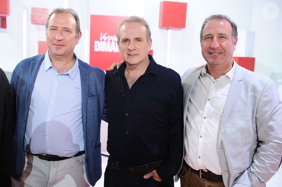 Exclusif - Jean-Christian Fraiscinet et ses frères Vincent Fraiscinet et Sébastien Fraiscinet lors de l'enregistrement de l'émission Vivement dimanche au studio Rive gauche, présentée par M.Drucker, diffusée sur France 3 le 10 mai 2026, à Paris, France, le 14 avril 2026. © Guillaume Gaffiot/Bestimage