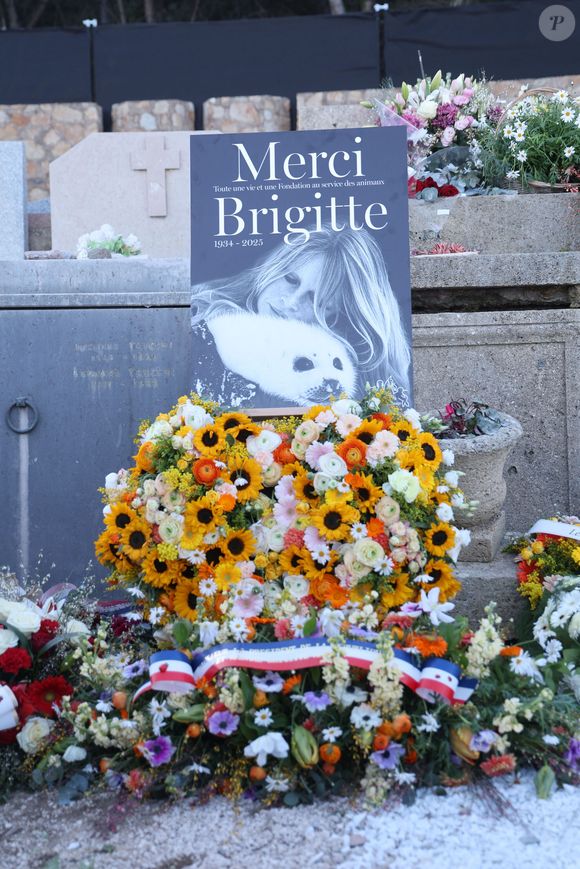 La famille et les amis proches lors de l'inhumation dans l'intimité de Brigitte Bardot dans le caveau familial du cimetière marin de Saint-Tropez, France, le 7 janvier 2026. © Bestimage