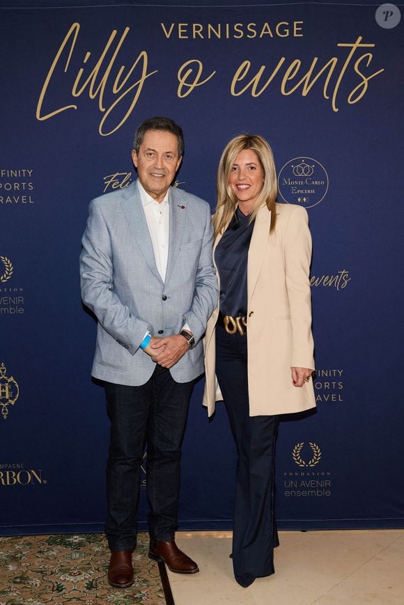 Exclusif - Georges Fenech et sa compagne Séverine Trouban  - Vernissage de l’exposition L’Ephemere, sculptures et toiles de l’artiste Kyo à l'hôtel Intercontinental Paris le Grand Paris le 21 avril 2023. © Cyril Moreau / Bestimage