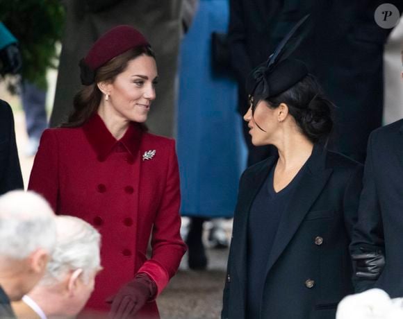 Catherine Kate Middleton, duchesse de Cambridge, Meghan Markle, duchesse de Sussex -  La famille royale assiste à la messe de Noël à Sandringham le 25 décembre 2018.