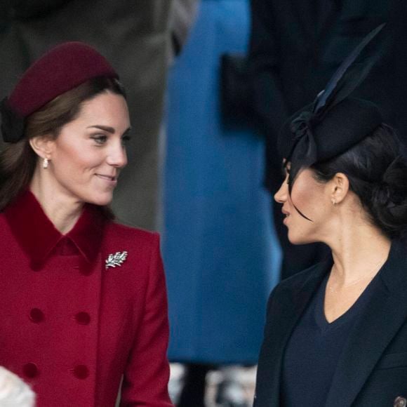 Catherine Kate Middleton, duchesse de Cambridge, Meghan Markle, duchesse de Sussex -  La famille royale assiste à la messe de Noël à Sandringham le 25 décembre 2018.