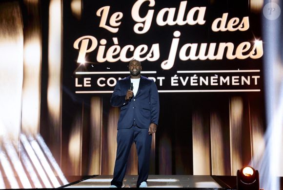 Exclusif - Teddy Riner sur la scène du "Gala des pièces jaunes, le concert évenement" à Paris La Défense Arena à Nanterre le 23 janvier 2025. © Jacovides / Moreau / Bestimage