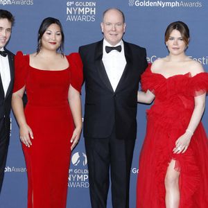 (De gauche à droite) Louis Ducruet, Marie Chevallier, le Prince Albert II de Monaco et Camille Gottlieb assistent à la cérémonie de clôture du 61ème Festival TV de Monte-Carlo. Monte-Carlo, Monaco le 21 juin 2022.  Photo by Patrick Aventurier/ABACAPRESS.COM