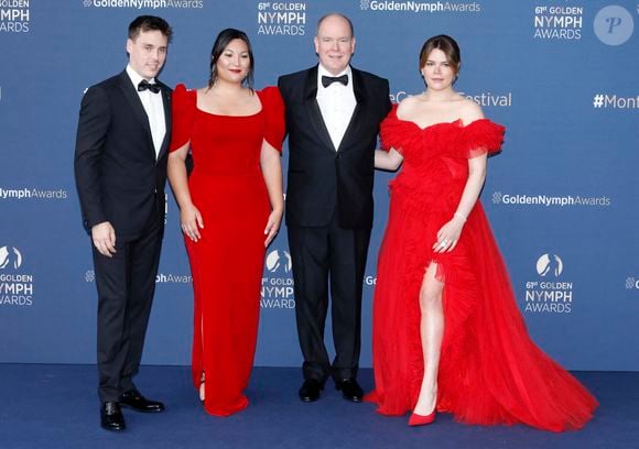 (De gauche à droite) Louis Ducruet, Marie Chevallier, le Prince Albert II de Monaco et Camille Gottlieb assistent à la cérémonie de clôture du 61ème Festival TV de Monte-Carlo. Monte-Carlo, Monaco le 21 juin 2022.  Photo by Patrick Aventurier/ABACAPRESS.COM