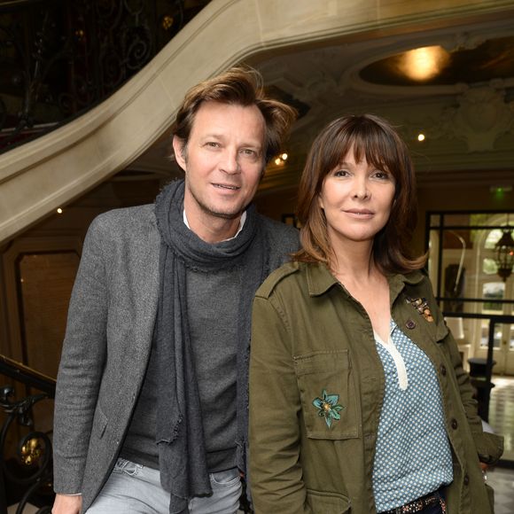 Laurent Delahousse et Tina Kieffer à la conférence de presse de la Flamme Marie Claire à l'hôtel Marois dans les salons France-Amériques à Paris le 14 juin 2016. © Coadic Guirec / Bestimage