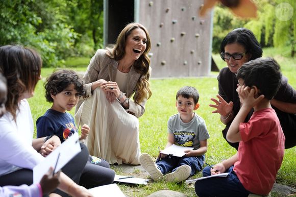 Catherine (Kate) Middleton, princesse de Galles, visite l'école maternelle Salvador Allende à Reggio Emilia (Italie), lors de son voyage consacré à la petite enfance, le 14 mai 2026.
© GOFF / Bestimage