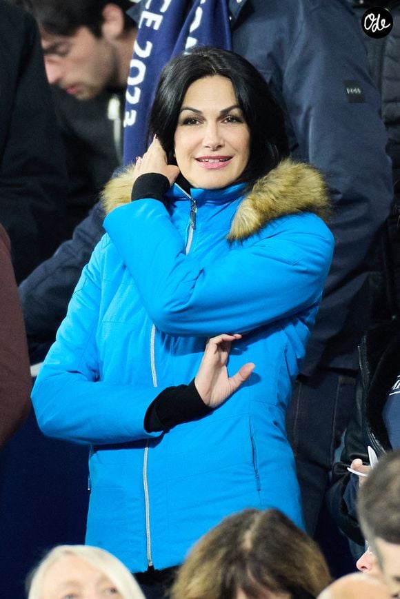 Helena Noguerra dans les tribunes de la coupe du Monde de Rugby France 2023 - Match de quart de finale "France-Afrique du Sud (28-29)" au Stade de France à Saint-Denis 15 octobre 2023. © Moreau-Jacovides/Bestimage