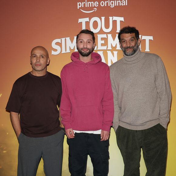 Eric Judor, Boris et Ramzy Bedia - Photocall de l'avant-première de la série "Tout Simplement Fan" sur Prime Vidéo à La Scala à Paris le 17 février 2026. © Coadic Guirec/bestimage