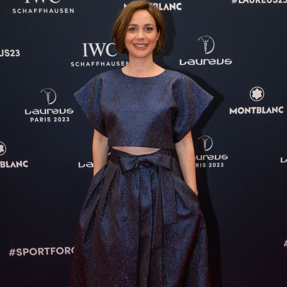 La danseuse sur glace Nathalie Pechalat arrive au tapis rouge des Laureus World Sport Awards Paris 2023 à la Cour Vendôme le 08 mai 2023 à Paris, France. Photo by ABACAPRESS.COM