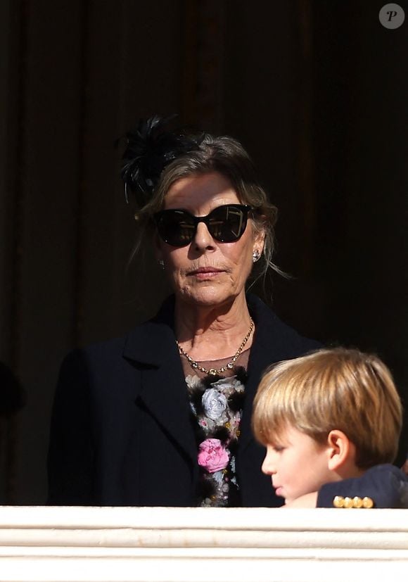 La princesse Caroline de Hanovre - La famille princière de Monaco au balcon du palais, à l'occasion de la Fête Nationale de Monaco. © Jacovides-Bebert/Bestimage