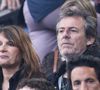 Jean-Luc Reichmann et sa femme Nathalie Lecoultre - Célébrités dans les tribunes du match de Ligue 1 Uber Eats "PSG-Toulouse" (1-3) au Parc des Princes à Paris le 12 mai 2024. © Cyril Moreau/Bestimage