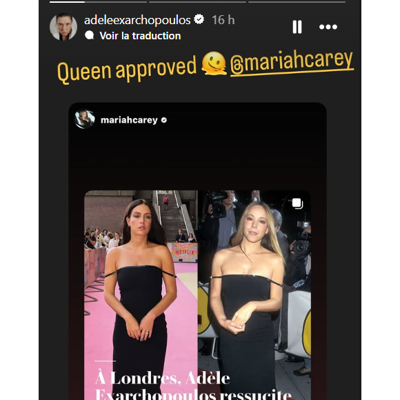 Mariah Carey a même validé le look d'Adèle Exarchopoulos en repostant sur Instagram.