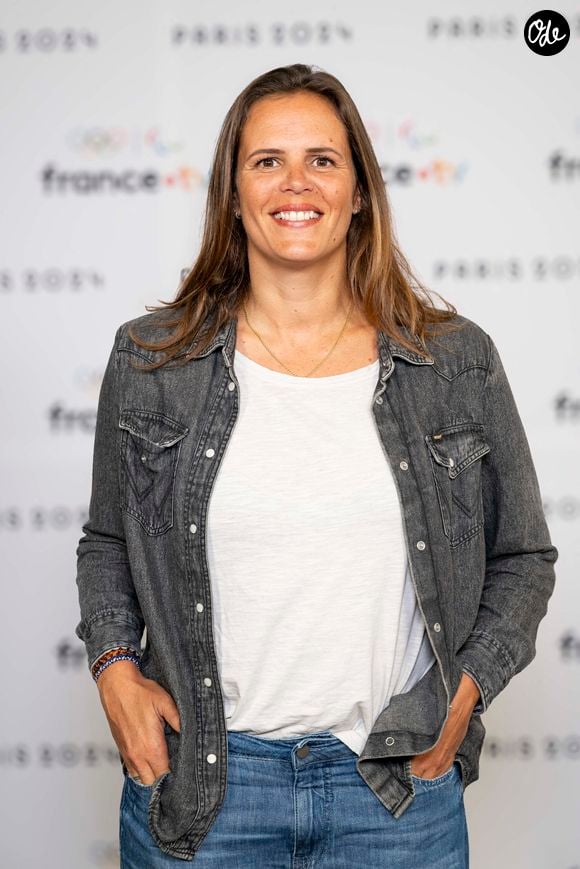 Laure Manaudou lors de la présentation des journalistes et chroniqueurs de France Télévisions pour les Jeux Olympiques au musée de l'Homme à Paris.
© Pierre Perusseau / Bestimage