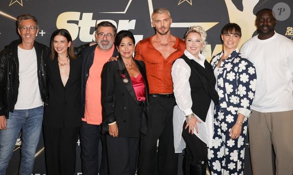 Michael Goldman, Lucie Bernardoni, Papy, Sofia Morgavi, Jonathan Jenvrin, Marlène Schaff, Fanny Delaigue et Ladji Doucouré - Photocall de la soirée de lancement de la 13ème saison de la "Star Academy" au cinéma Le Grand Rex à Paris. © Guirec Coadic/Bestimage