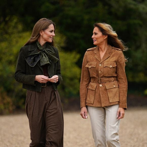 Kate Middleton et Melania Trump au parc de Frogmore à Windsor, dans le Berkshire, lors du deuxième jour de la deuxième visite d'État du président américain Donald Trump au Royaume-Uni. © PA Photo/ Bestimage