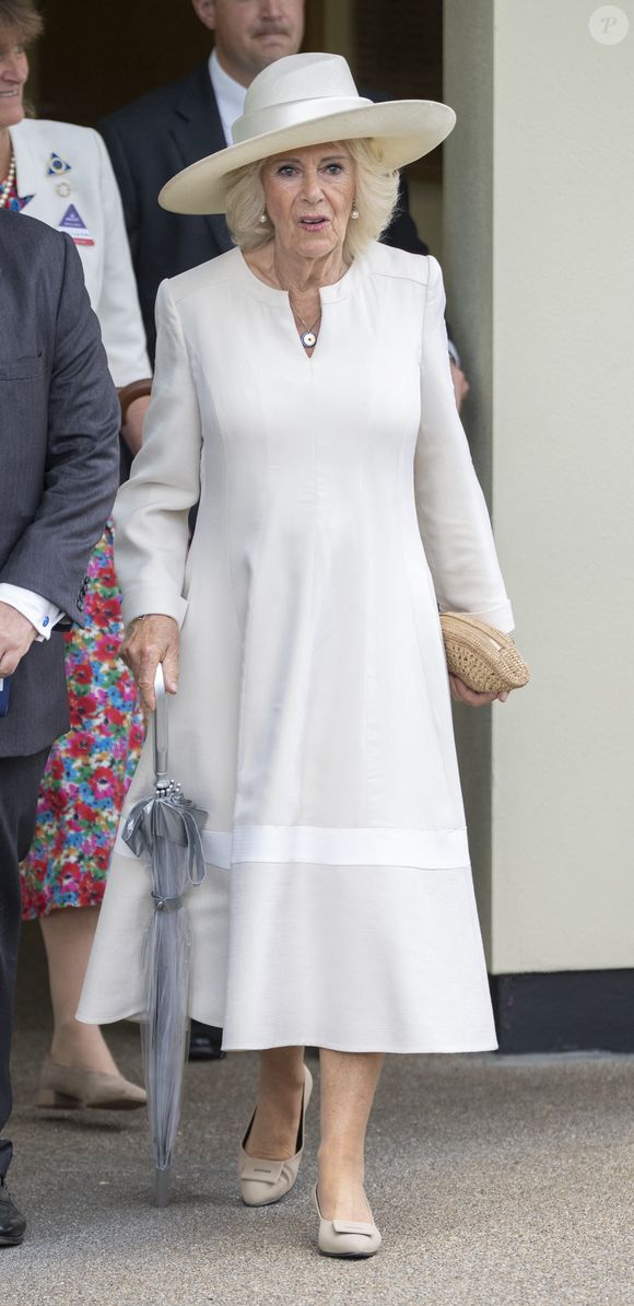 26 juillet 2025. La réunion hippique des King George & Queen Elizabeth Stakes à Ascot, en présence de Sa Majesté la reine Camilla (Camilla Parker Bowles, reine consort d’Angleterre). © GOFF INF / BESTIMAGE