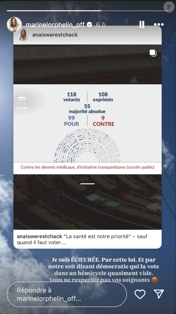 Marine Lorphelin pousse un coup de gueule après un texte de loi adopté, qui ne fait pas l'unanimité chez les médecins